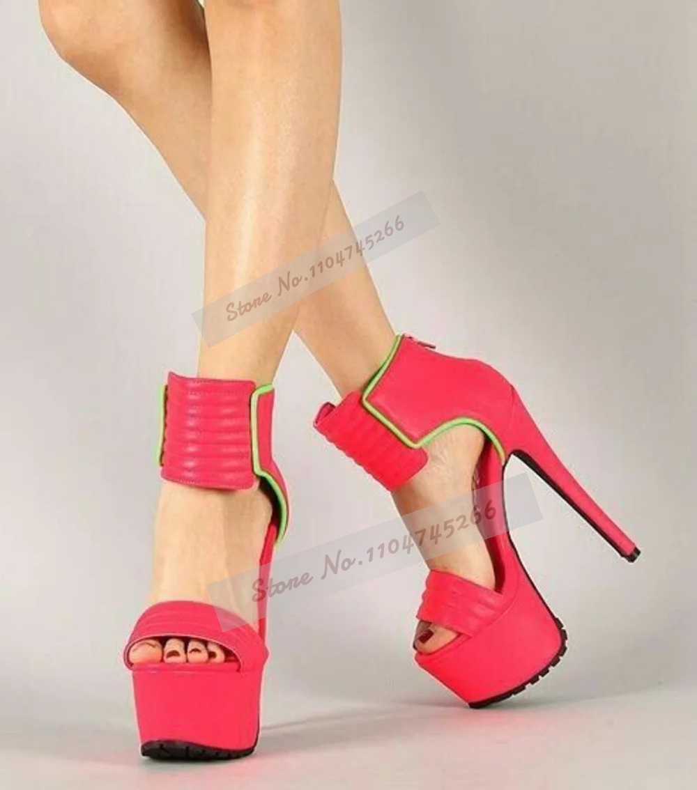Wide Fit Heels - Sandal Hak Tinggi Bergaris Kulit Matte