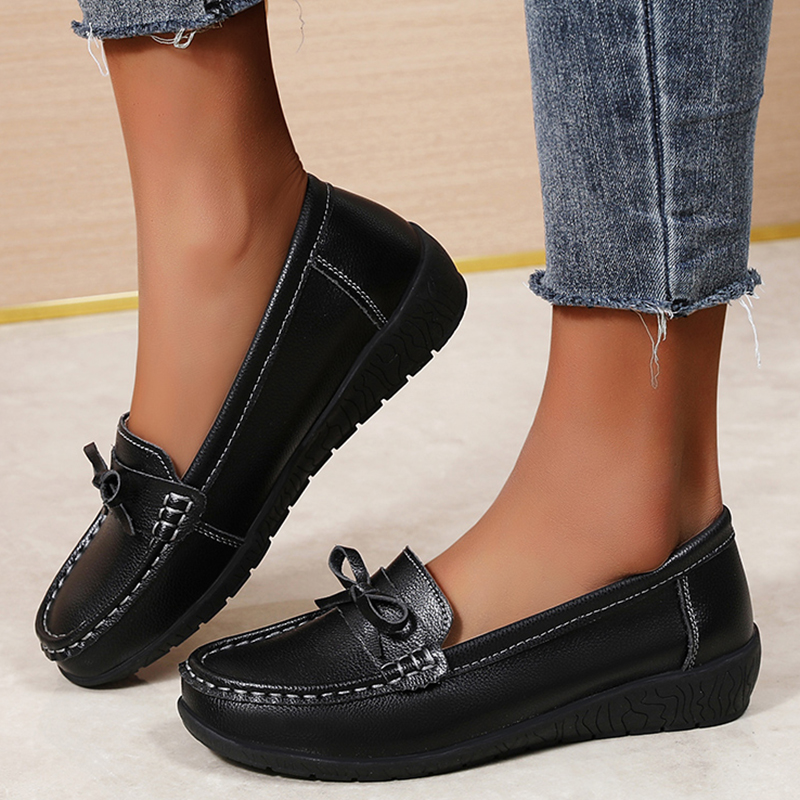 Women'S Shoes Loafers Black - Sepatu Flat Wanita Kulit Asli Sepatu