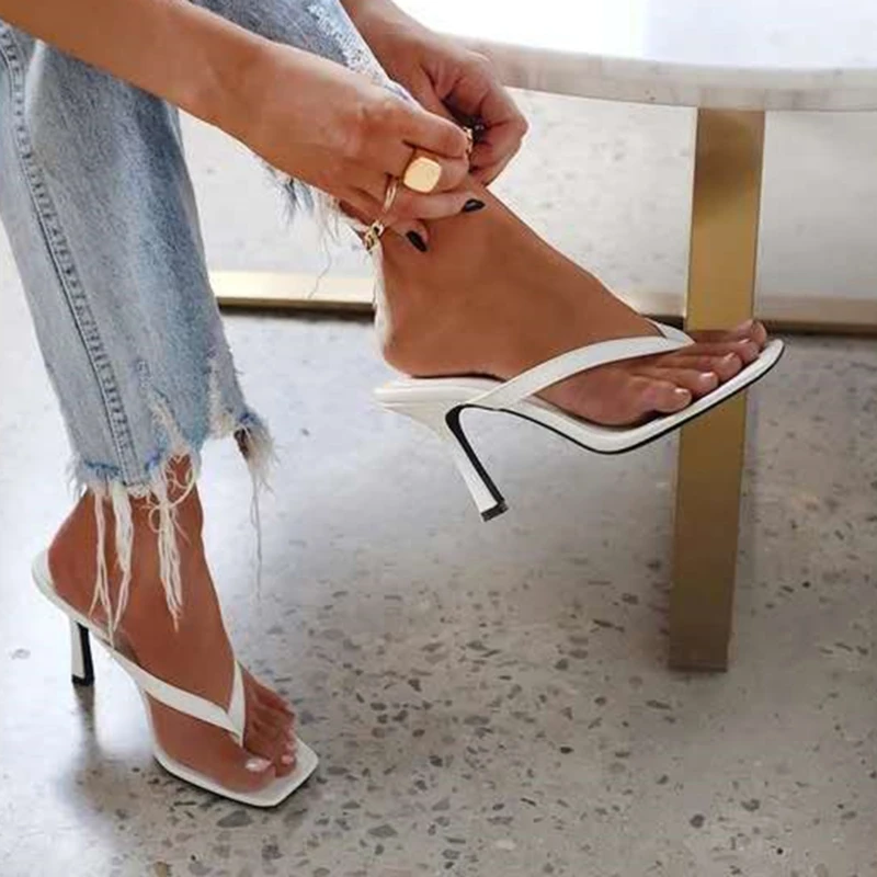 Women Shoes Mules - Sandal jepit hak tinggi wanita bergaya