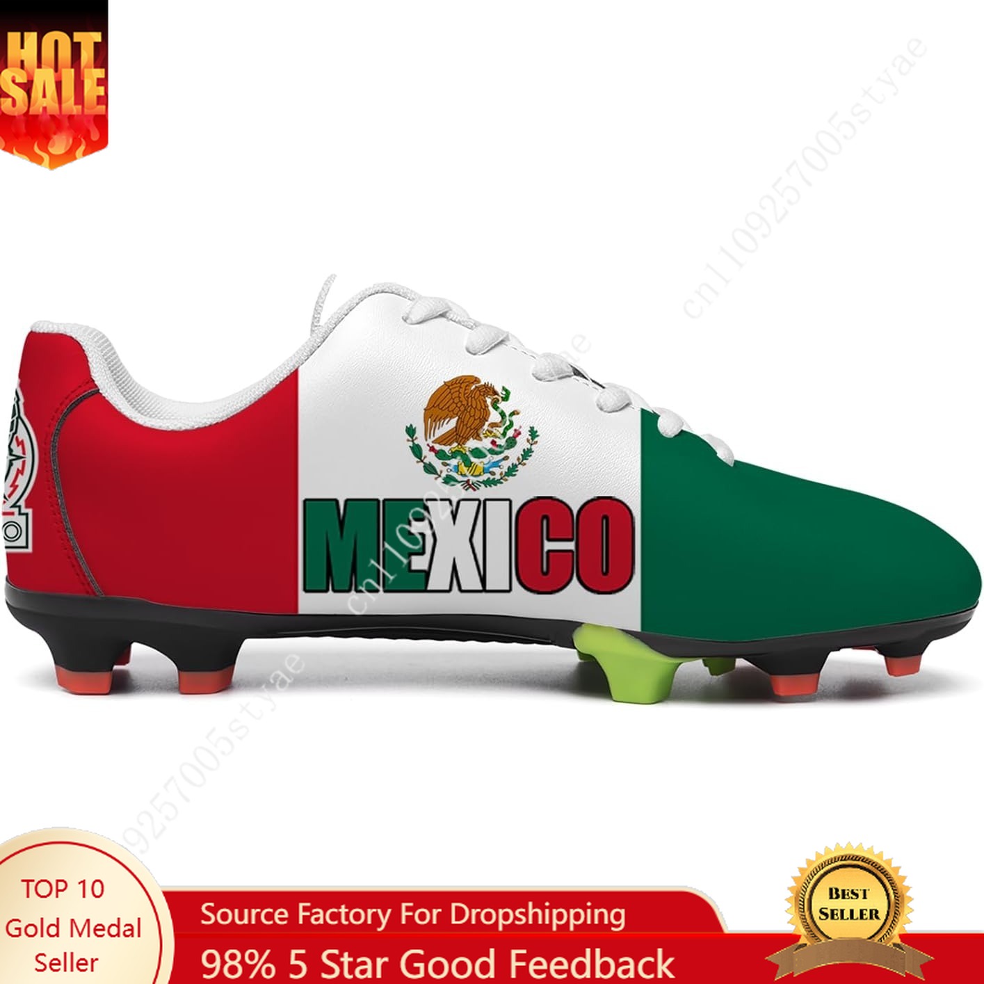 Oxford Lace Up Women - Sepatu Sepak Bola Bendera Meksiko Pria