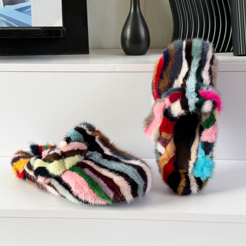Women Shoes Mules - Sandal dan Sepatu Clog Wanita Berbulu