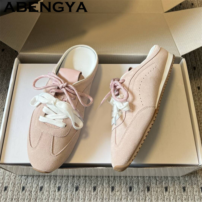 Oxford Lace Up Women - Sandal Datar Kasual Wanita dengan Tali,