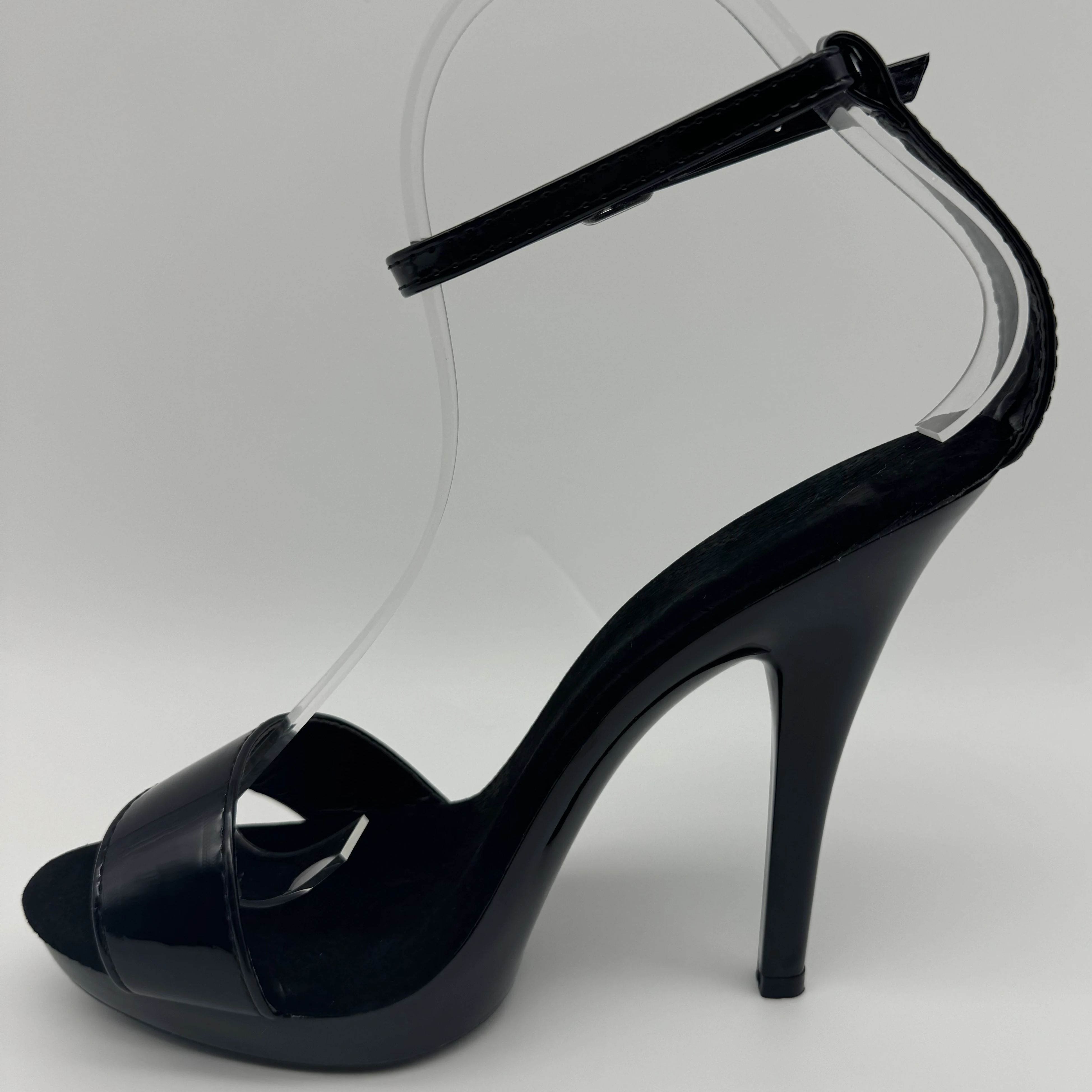 Wide Fit Heels - Stiletto Paten Hitam 13cm - Sandal