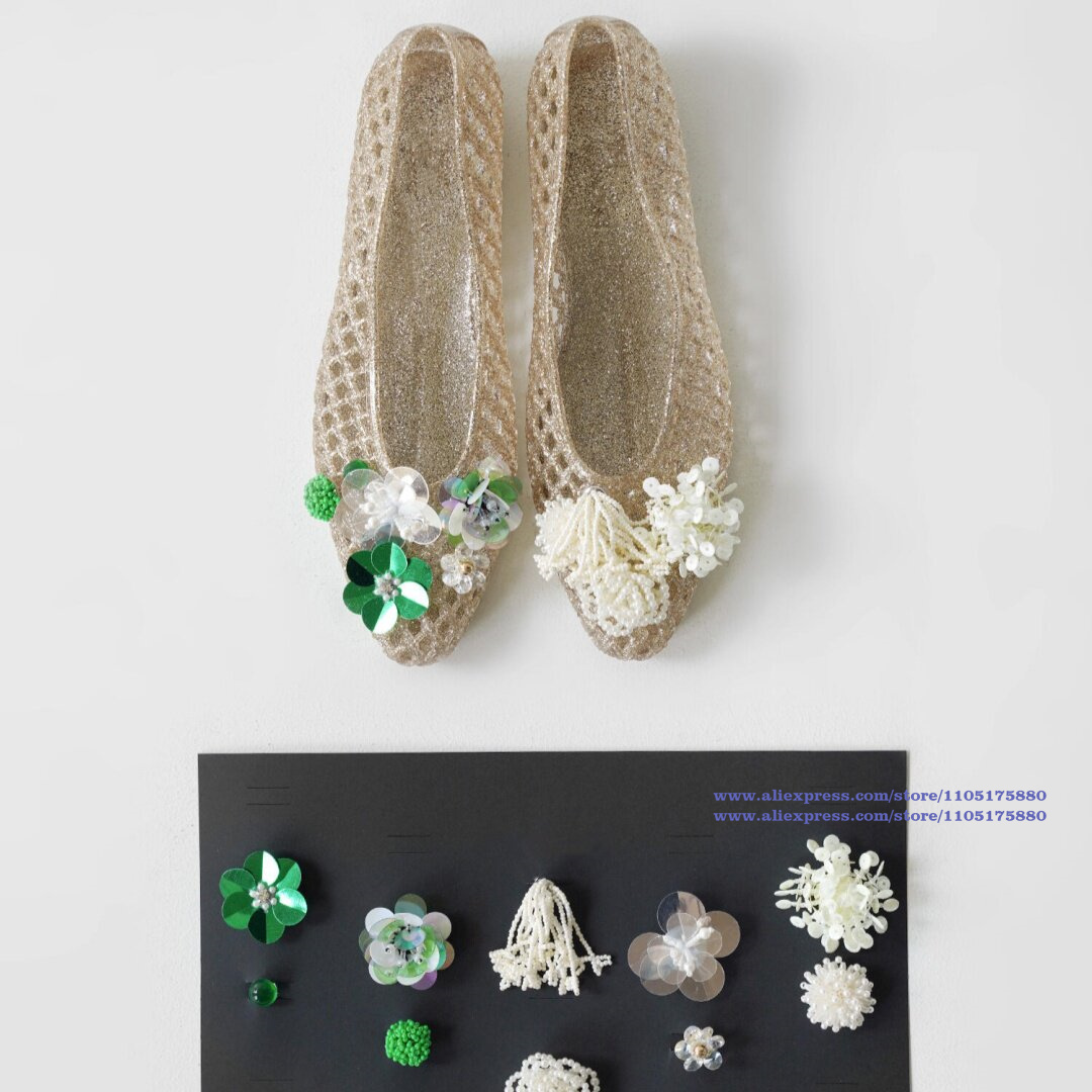 Jelly Sandal Women - Sepatu Flat Jelly Emas Berkilau dengan