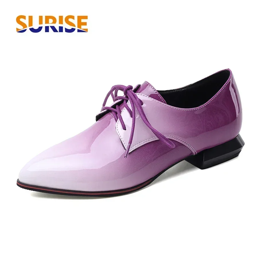 Oxford Lace Up Women - Wanita Inggris Oxford Gradien Merah Ungu