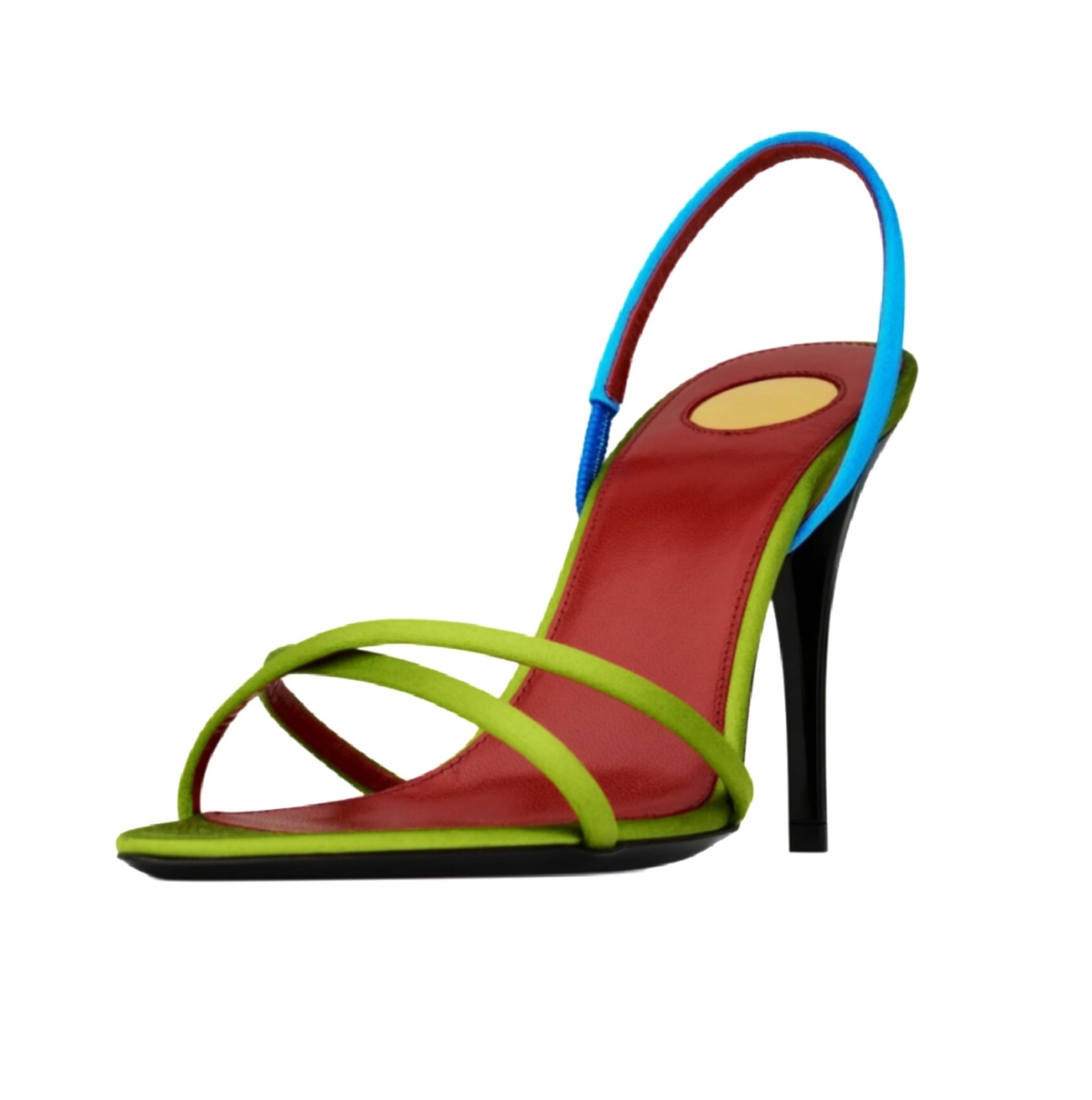 Square Toe Mule - Sandal Stiletto Slingback Tali Silang Satin