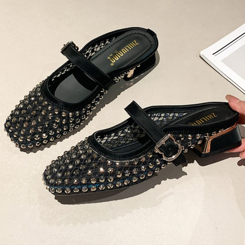 Square Toe Mule - Sendal Wanita Model Mules Hak Tebal