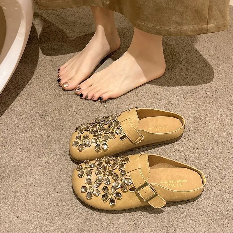 Women Shoes Mules - Sepatu Clog Wanita Motif Bunga dengan