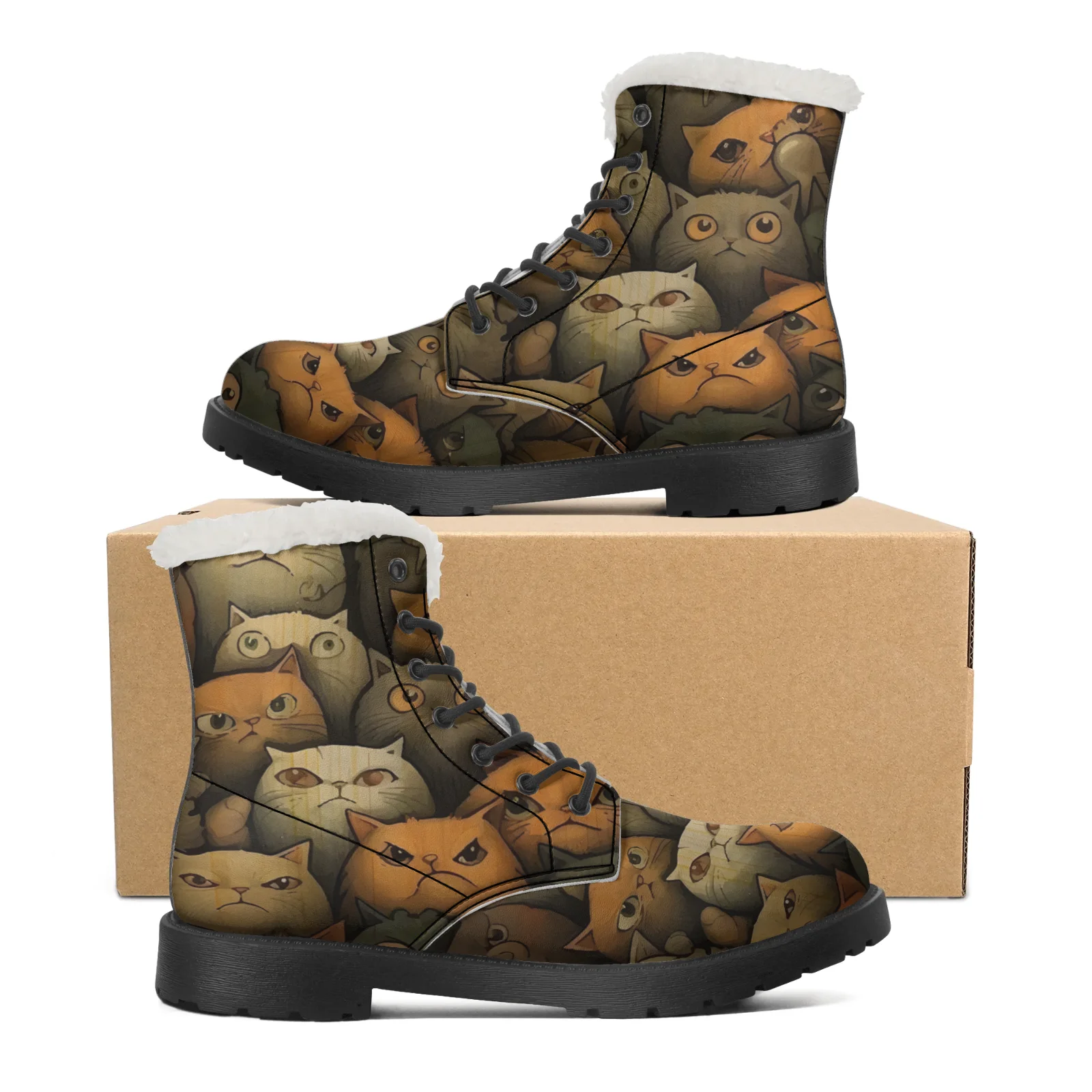 Women Shoes Us To Eu - Sepatu Bot Salju Motif Kucing Lucu
