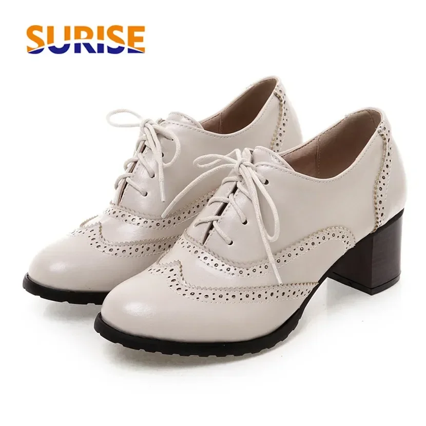 Oxford Lace Up Women - Sepatu Oxford Wanita Inggris Hak Tinggi
