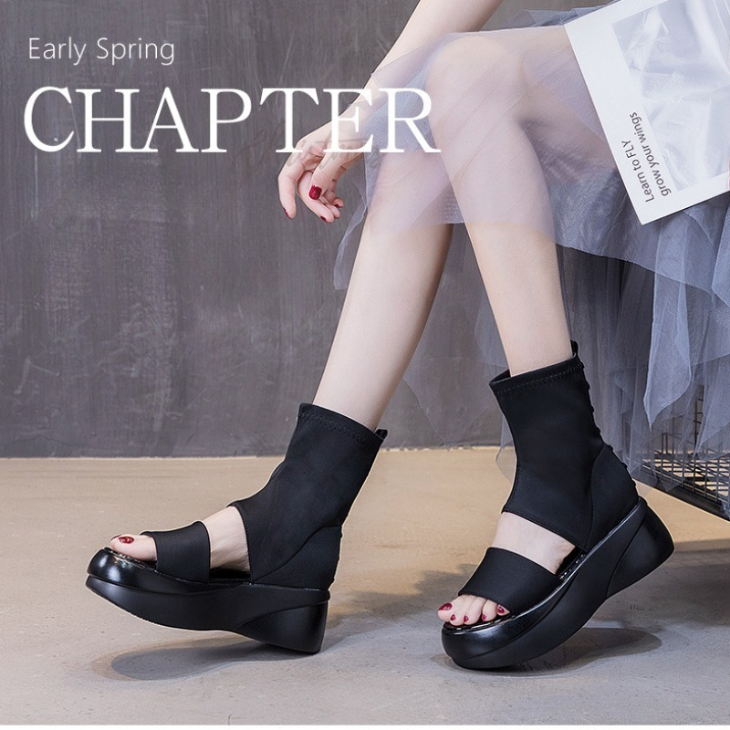 Women Shoes Us To Eu - Sandal Platform Chunky Peep Toe Wanita