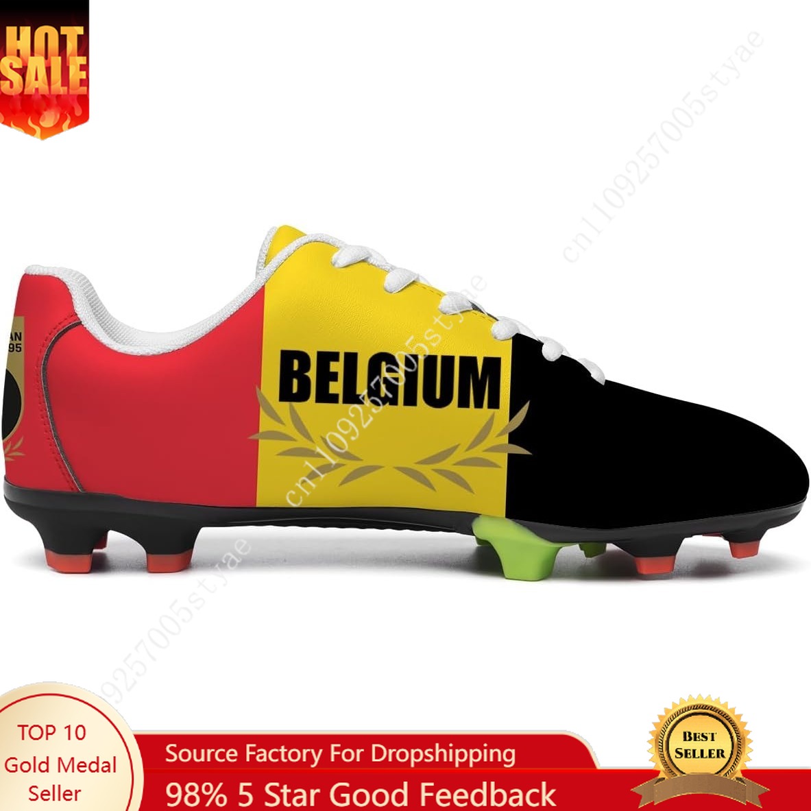 Oxford Lace Up Women - Sepatu Sepak Bola Bendera Belgia Pria