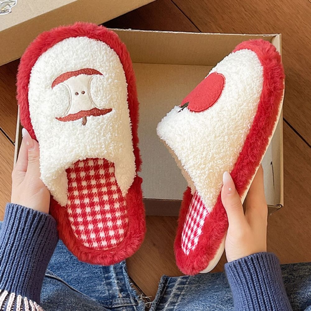 Women Shoes Winter - Sandal Lucu Motif Garis Kotak-Kotak Anti