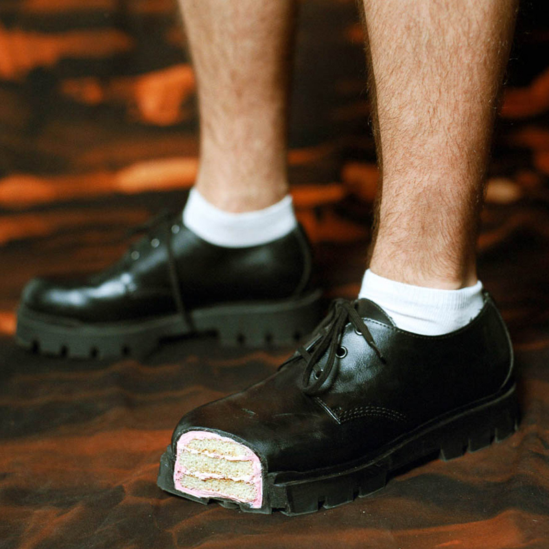 Oxford Lace Up Women - Sepatu Derby Kulit Hitam Cake Thick
