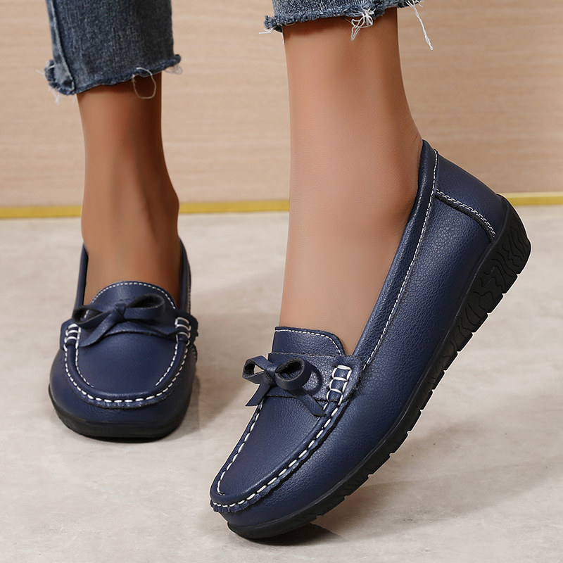 Sepatu Flat Wanita Kulit Asli  - Women'S Shoes Loafers Black ulasan dan harga