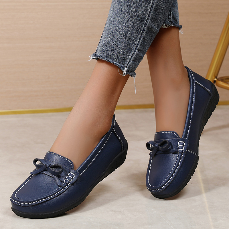 Sepatu Flat Wanita Kulit Asli  - Women'S Shoes Loafers Black ulasan dan harga
