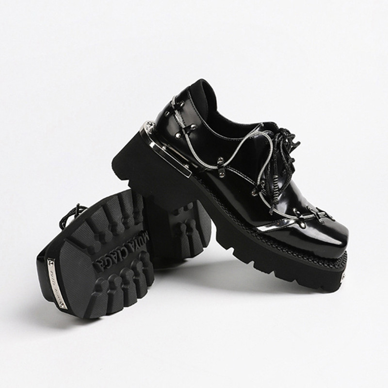 Sepatu Hak Tebal Dekorasi Rant - Women'S Shoes Loafers Black ulasan dan harga