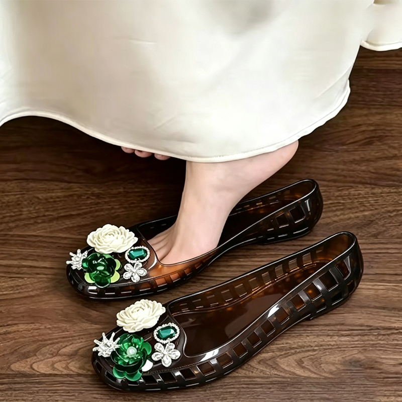 Sepatu Jelly Mewah Berhias Bun - Jelly Sandal Women ulasan dan harga