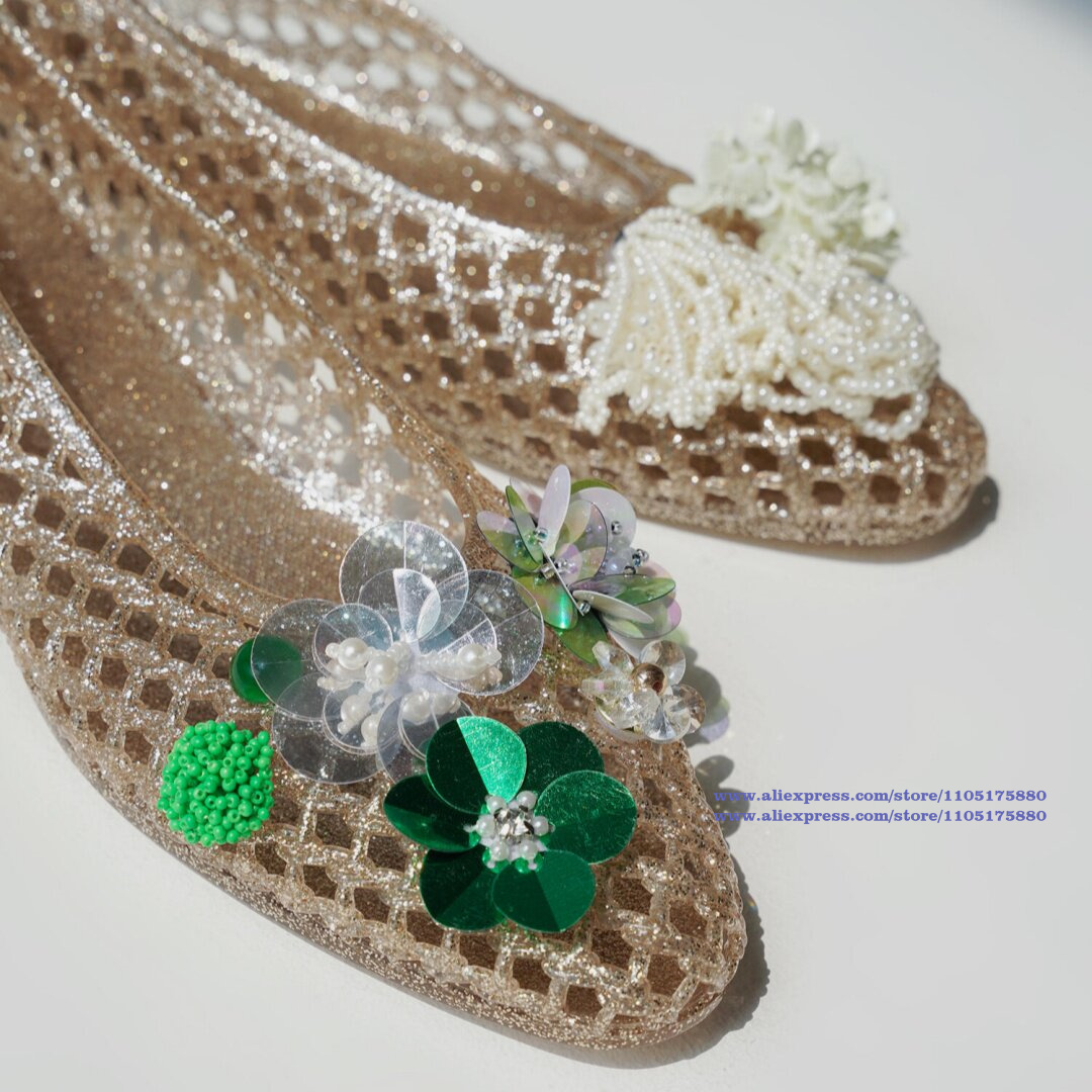 Sepatu Flat Jelly Emas Berkila - Jelly Sandal Women ulasan dan harga