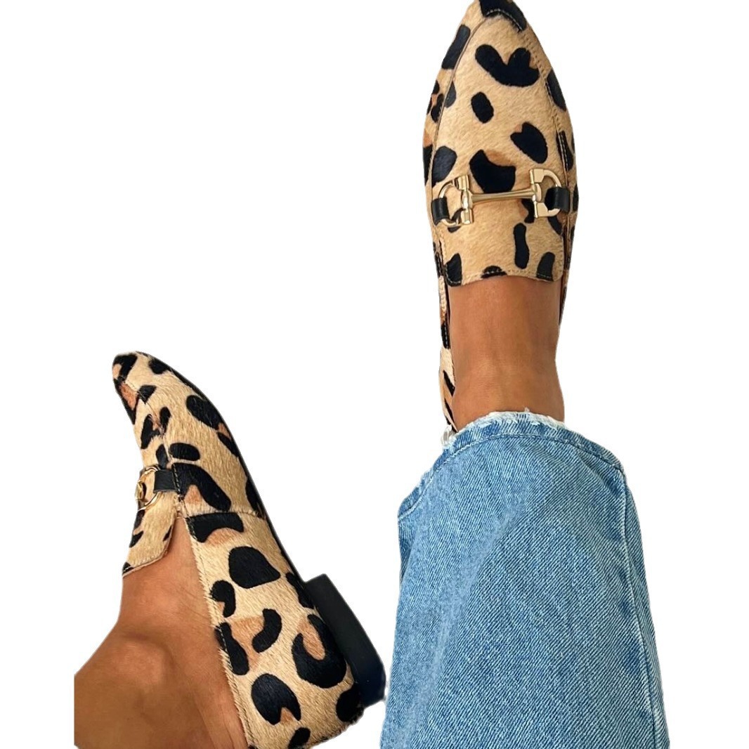 Sepatu Wanita Motif Leopard Uk - Square Toe Mule ulasan dan harga