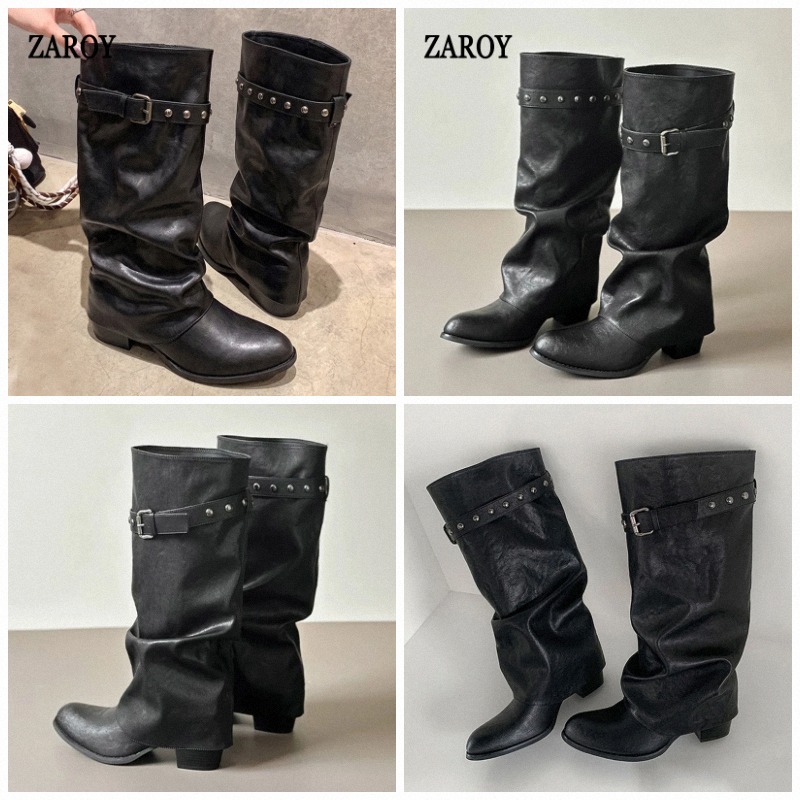 Sepatu Bot Setinggi Lutut ZARO - Wide Fit Heels ulasan dan harga