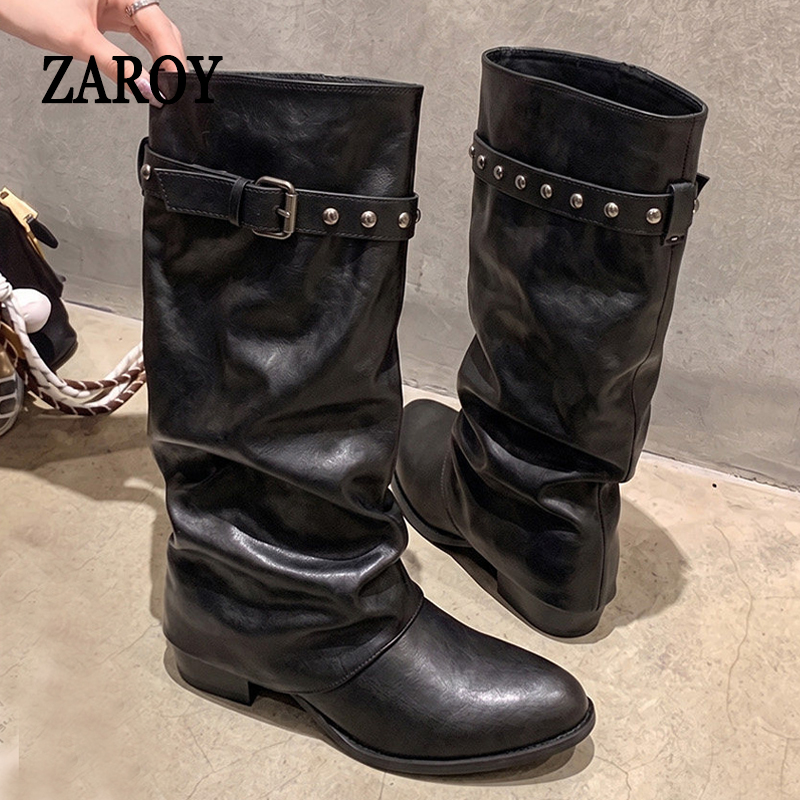Sepatu Bot Setinggi Lutut ZARO - Wide Fit Heels ulasan dan harga