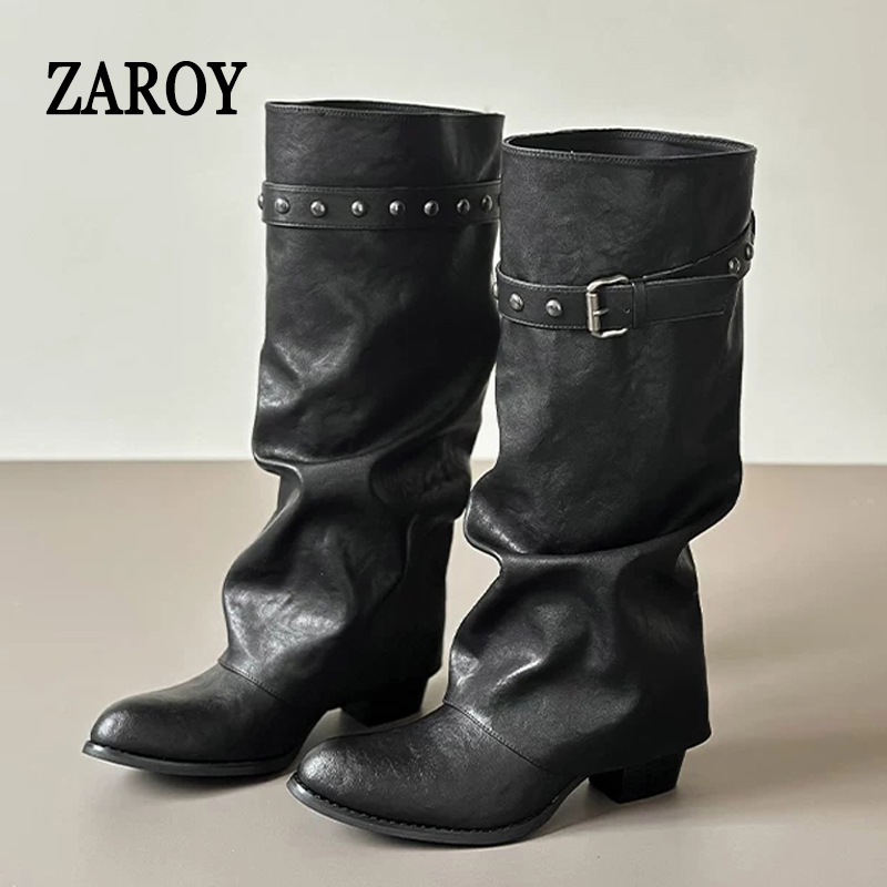 Sepatu Bot Setinggi Lutut ZARO - Wide Fit Heels ulasan dan harga
