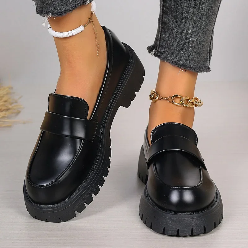 Sepatu Loafer Kulit PU Hitam U - Women'S Shoes Loafers Black ulasan dan harga