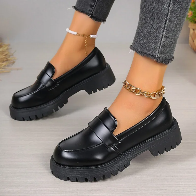 Sepatu Loafer Kulit PU Hitam U - Women'S Shoes Loafers Black ulasan dan harga