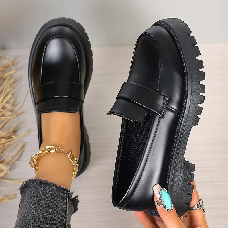 Sepatu Loafer Kulit PU Hitam U - Women'S Shoes Loafers Black ulasan dan harga