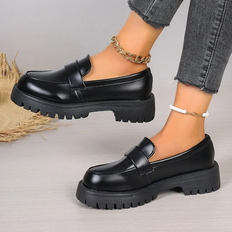 Sepatu Loafer Kulit PU Hitam U - Women'S Shoes Loafers Black ulasan dan harga