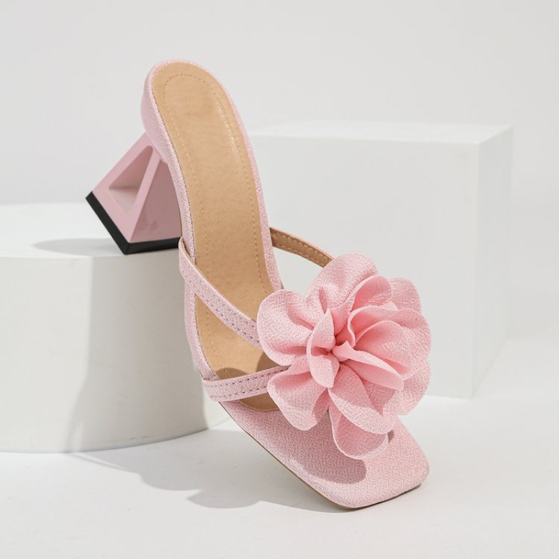 Sandal Dekorasi Bunga 3D Wanit - Square Toe Mule ulasan dan harga
