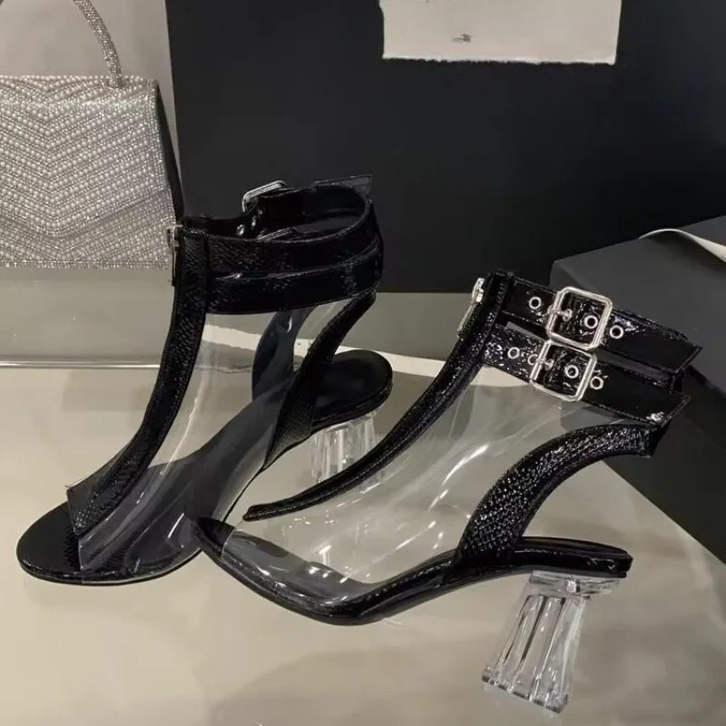 Sandal Hak Kristal Ritsleting  - Square Toe Mule ulasan dan harga