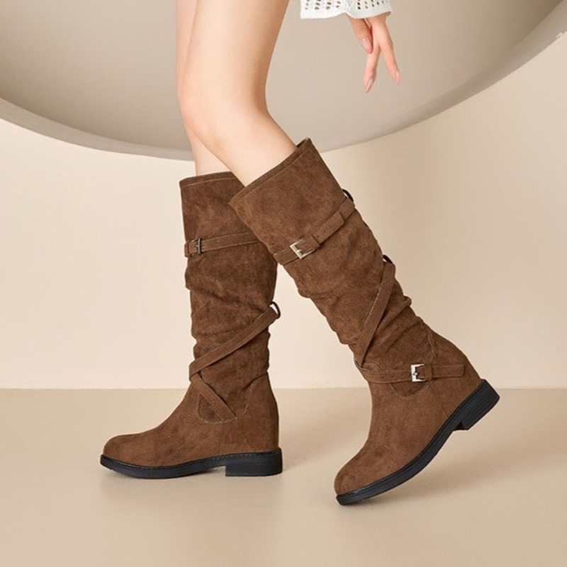 Sepatu Bot Wanita Musim Gugur  - Wide Fit Heels ulasan dan harga