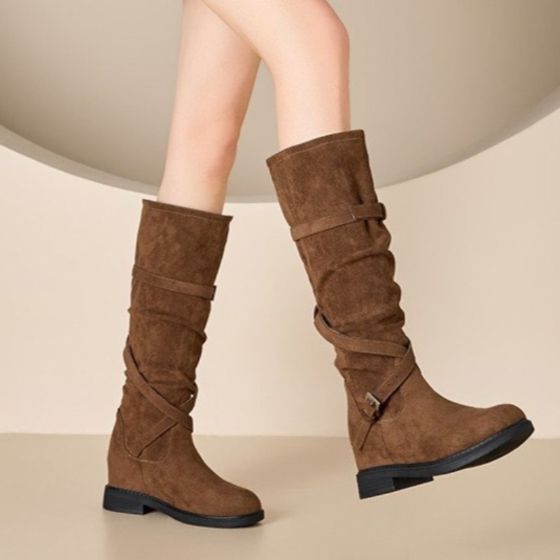 Sepatu Bot Wanita Musim Gugur  - Wide Fit Heels ulasan dan harga